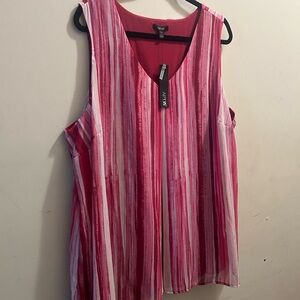 NWT- Apt. 9 Women's Red and Pink Striped Sleeveless Blouse. Size 2X